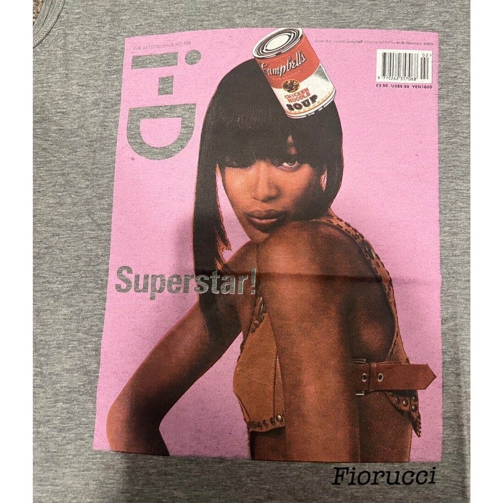 NWT Fiorucci X Naomi Campbell Collaboration Gray Cap Sleeve Tee RARE Superstar! - Picture 2 of 6